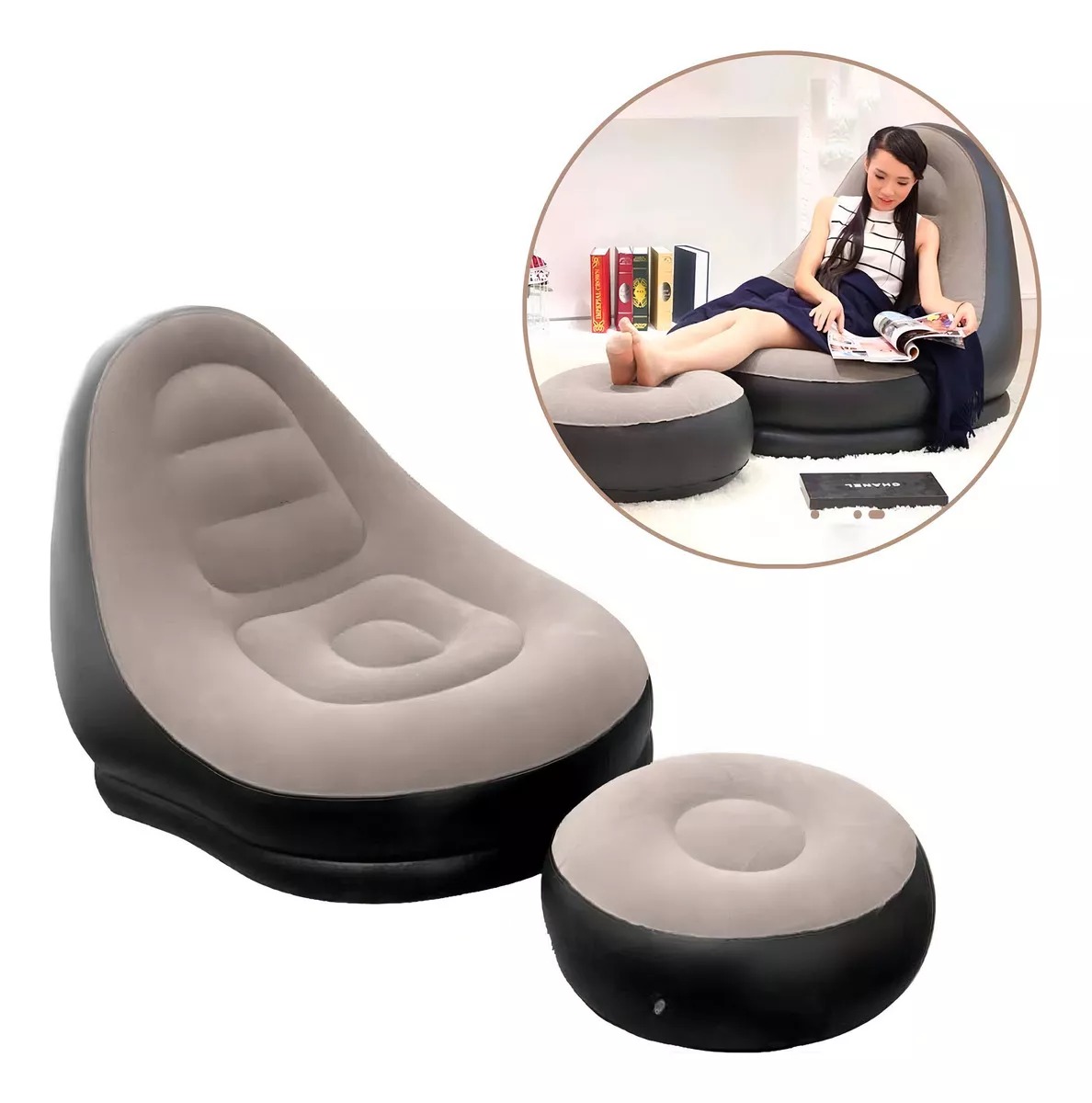 SILLON INFLABLE CON POSA PIES